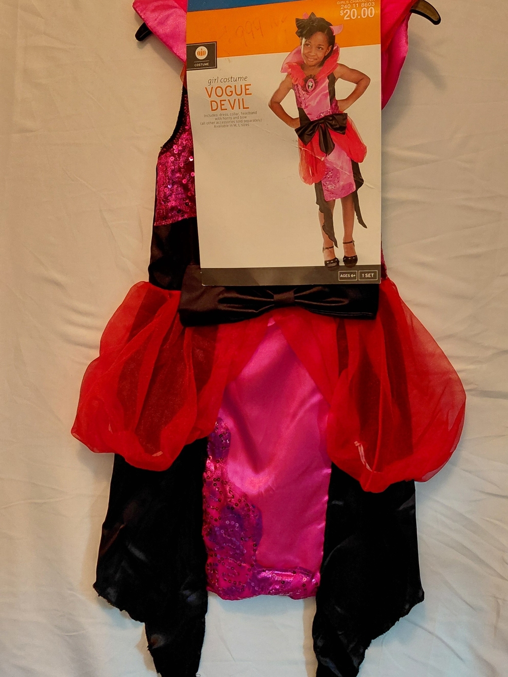 Vogue Girls Devil Costume in Hot Pink and Red with Black Accents #11015